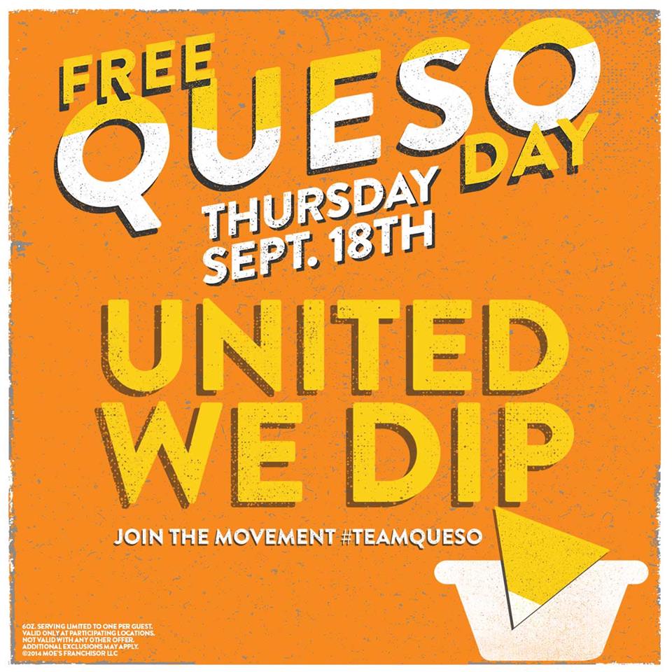 It's Free Queso Day at Moe's Southwest Grill Boozy Burbs